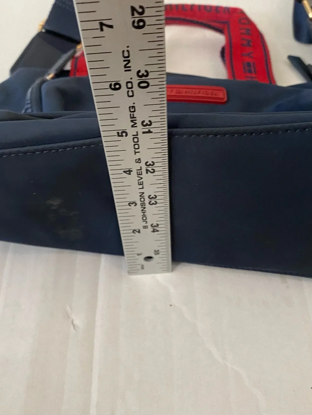 Tommy Hilfiger Navy and Red Logo Strap Messenger Bag